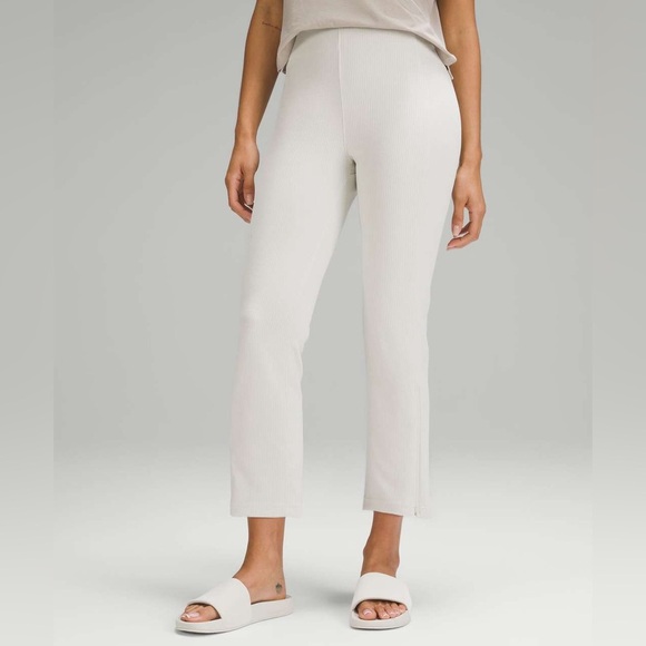 lululemon athletica Pants - Lululemon Ribbed Softstreme Zip-Leg High-Rise Cropped Pants 25" in Bone